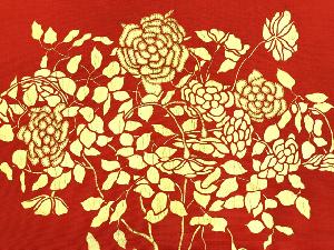 アンティーク　草花模様刺繍名古屋帯